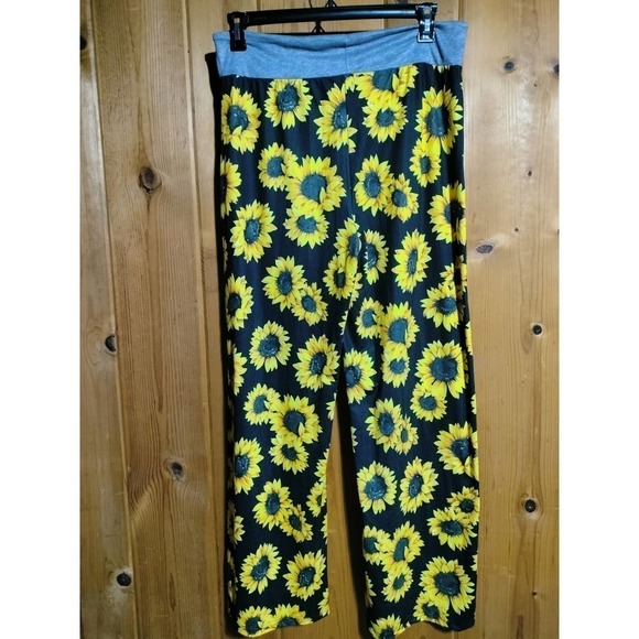 Sunflower print elastic waist casual pants size 3X - Picture 3 of 10